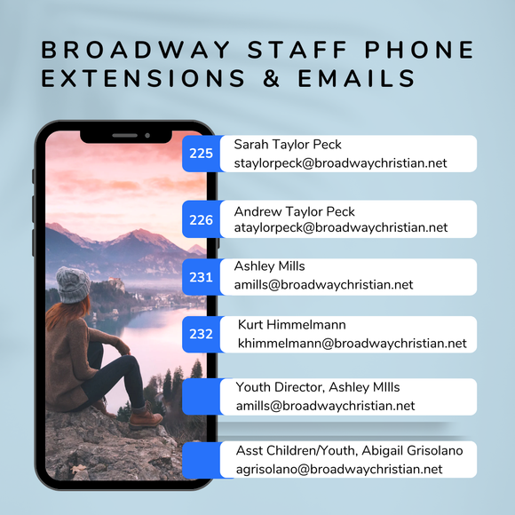 list of contacts for Broadway staff