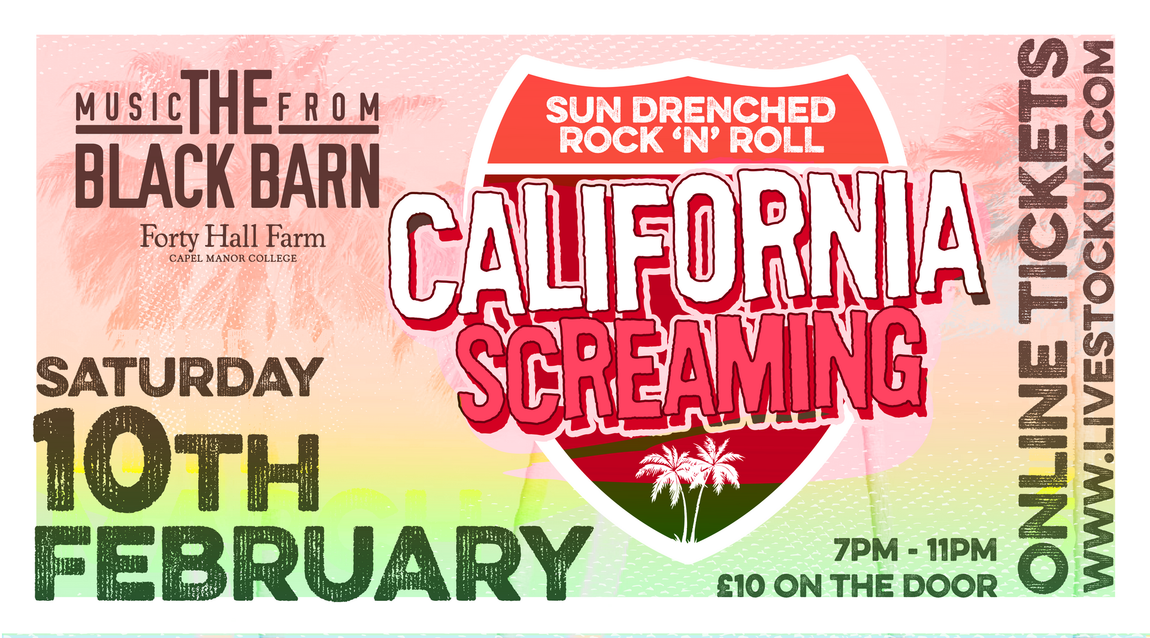 poster or flyer advertising event Music from the Black Barn: California Screaming
