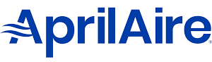 A blue aprilaire logo on a white background