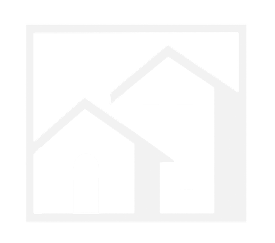 Two stylized house outlines within a square frame.