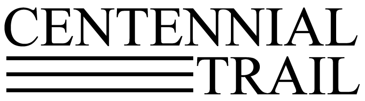 Text logo for Centennial Trail, with three horizontal lines.