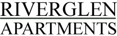 Riverglen Apartments logo with text in a serif font and a dark green underline.