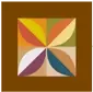 Square graphic with four curved petal shapes in shades of yellow, orange, green, and purple.