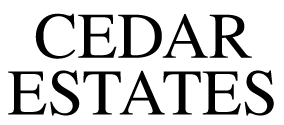 Logo for Cedar Estates in black text on a white background.
