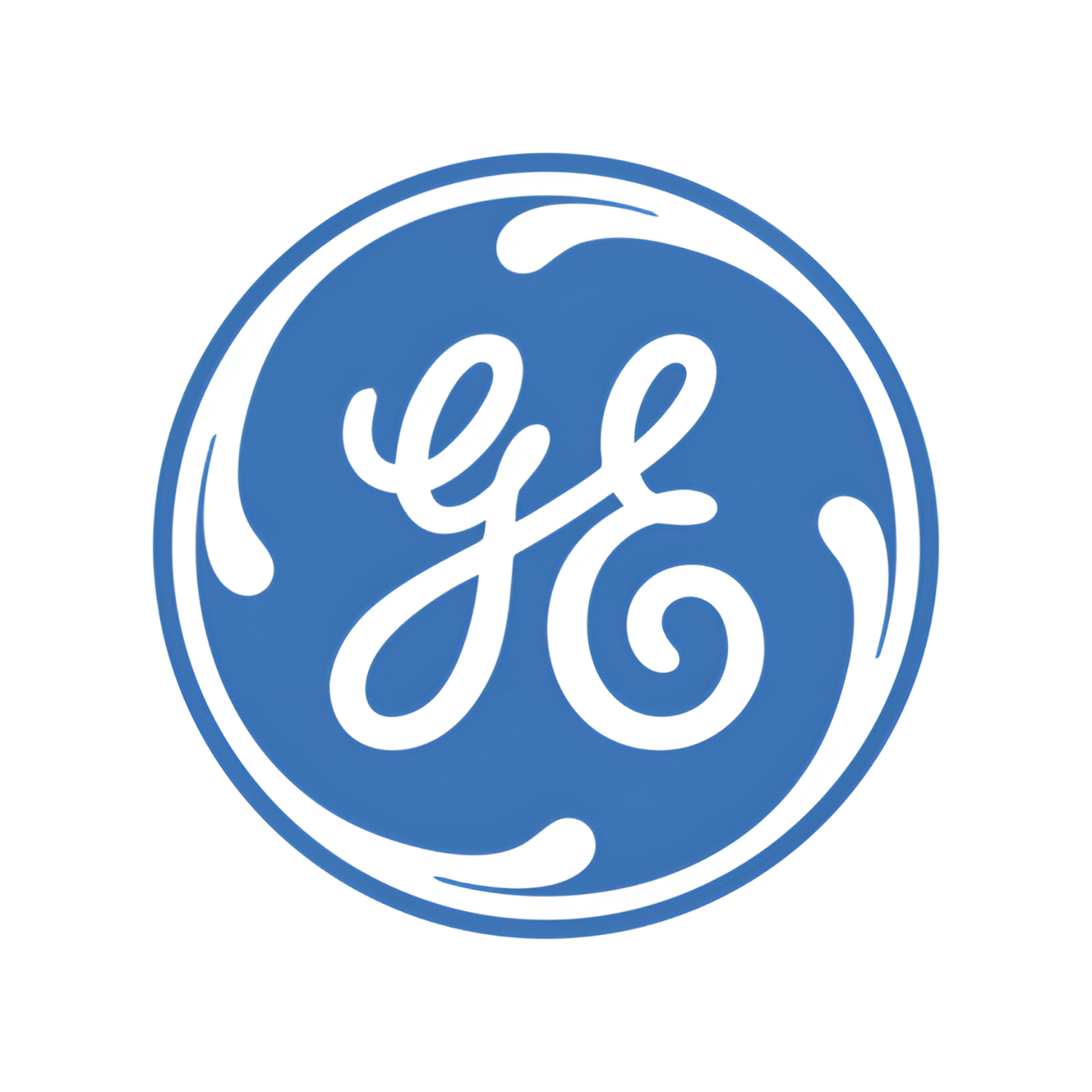 The ge logo is in a blue circle on a white background.