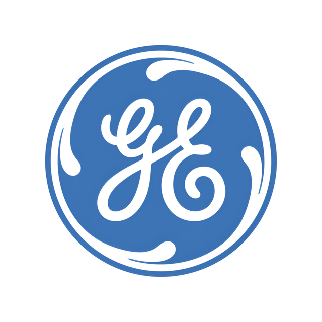 The ge logo is in a blue circle on a white background.