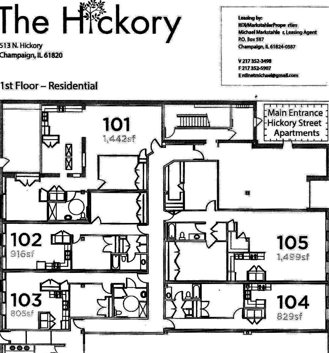 Hickory First Floor Plan - Champaign, JL - RDI Properties