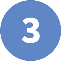 A blue circle with the number three inside of it.