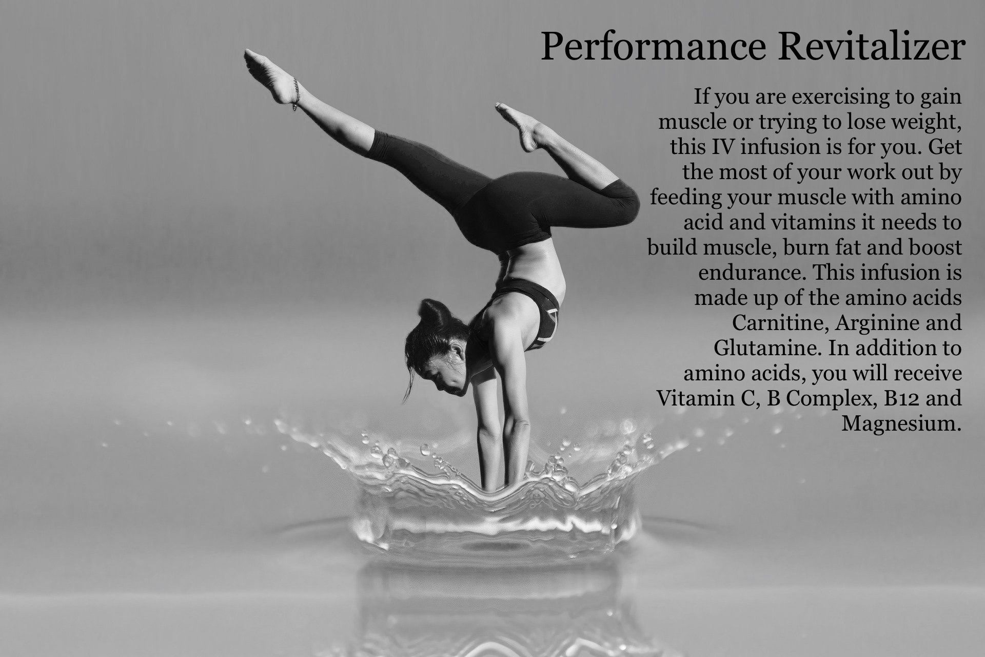 A woman is doing a handstand over a splash of water.