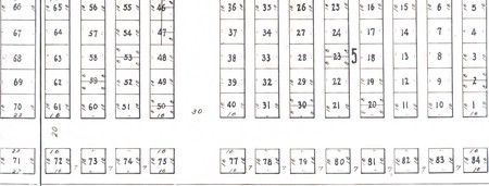 Diagram of numbered blocks, potentially a seating chart or map.