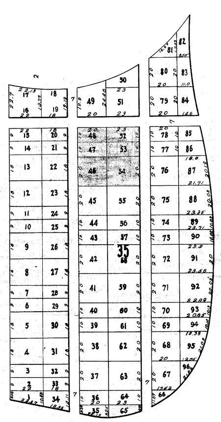 Map of numbered blocks, possibly for seating or a grid.