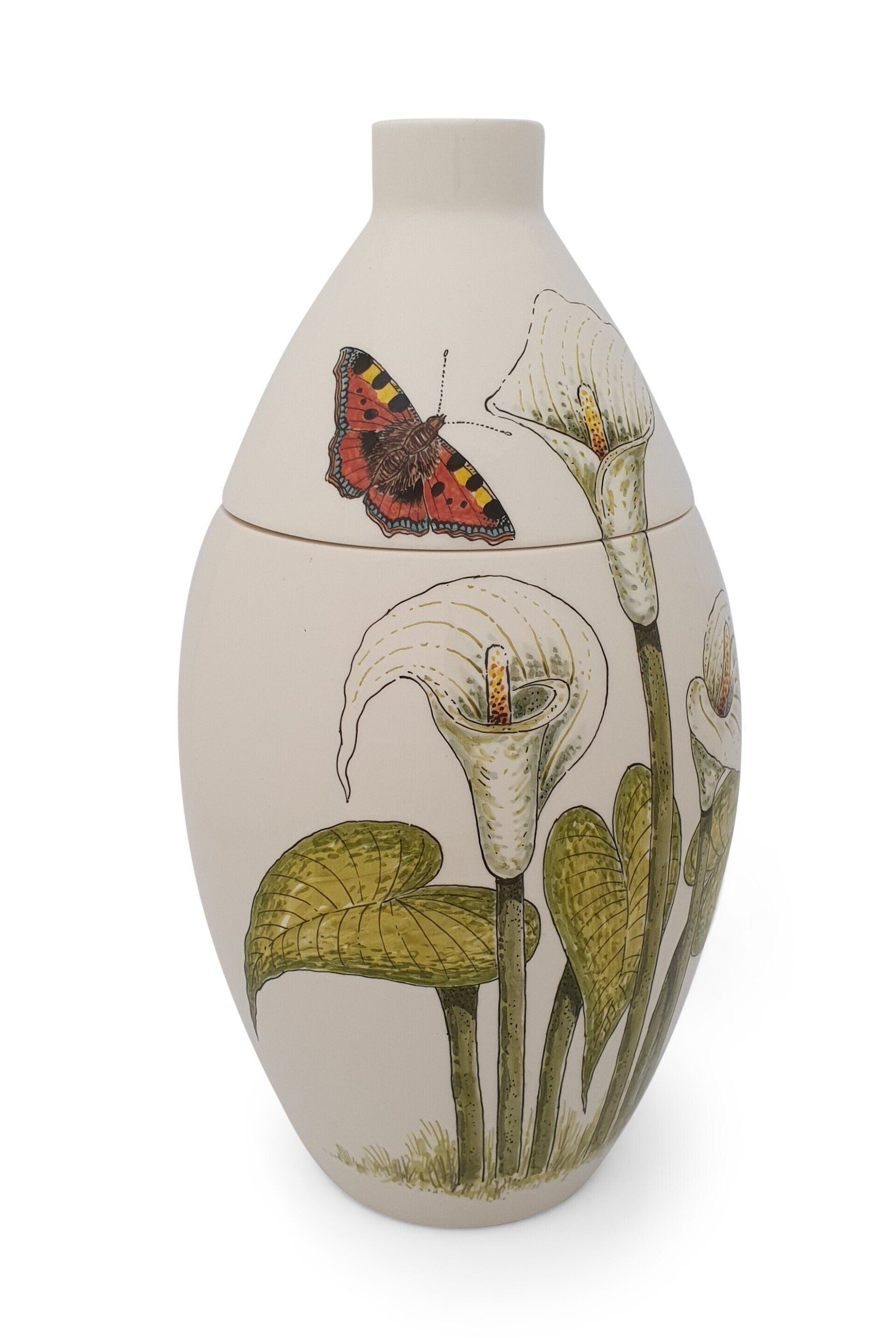 Urn Aronskelk met vlinder