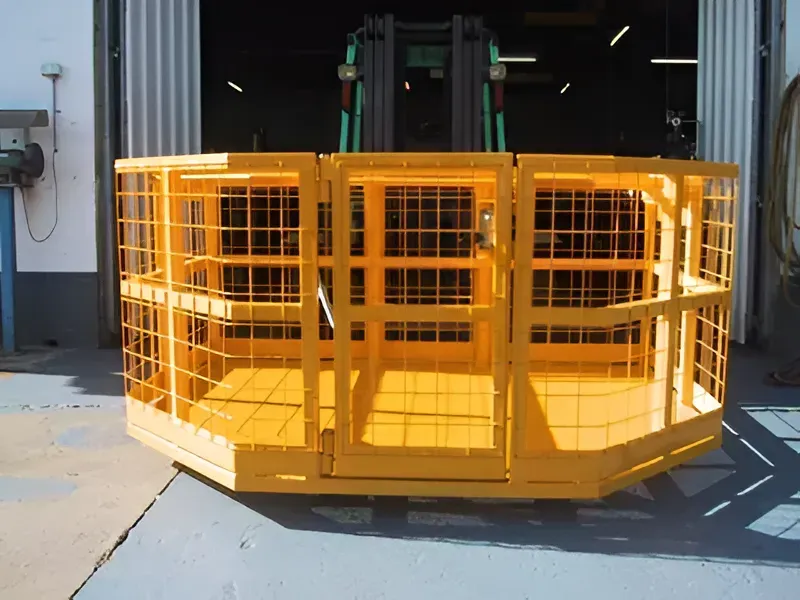 Yellow Forklift Cage With Open Door — Mears Construction & Training Pty Ltd in South Johnstone, QLD
