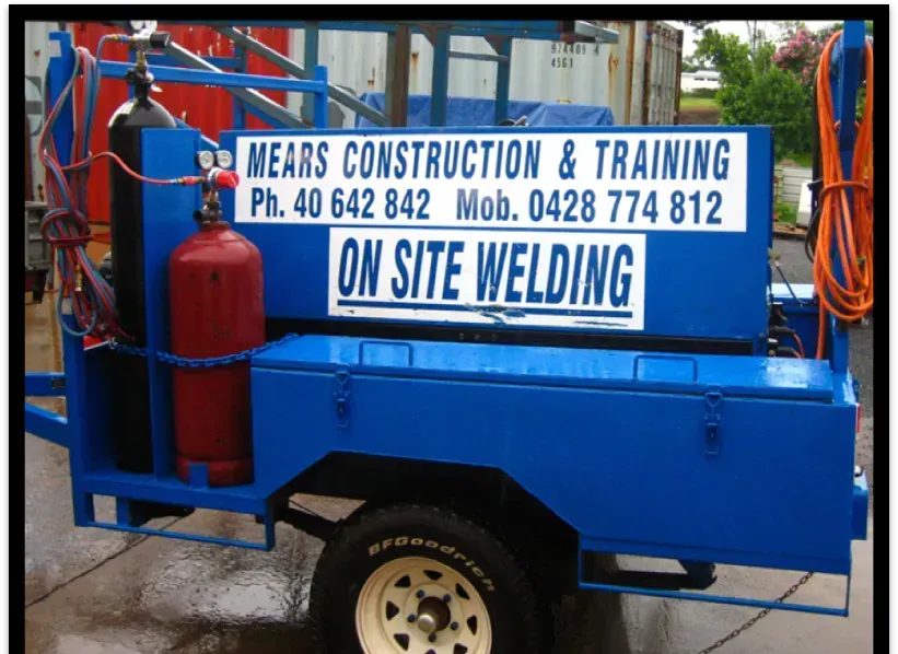 Blue Welding Trailer With Mears Construction & Training — Mears Construction & Training Pty Ltd in South Johnstone, QLD
