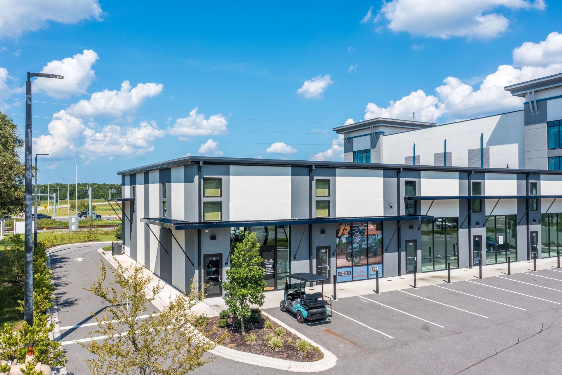 Revel Aerial Front Store View — Jacksonville, FL — Hatchett Electrical Contracting