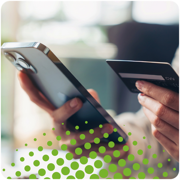 A person making a card payment on a mobile phone