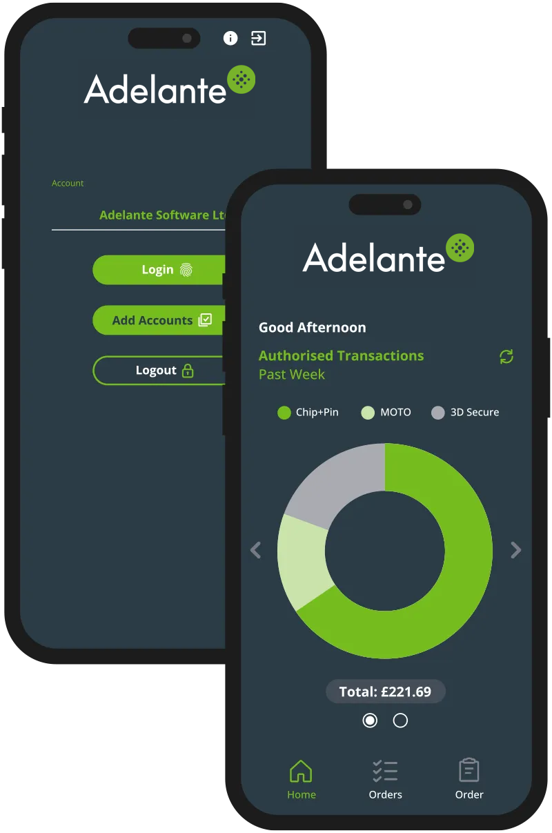 Adelante Go2Pay App mockups