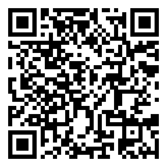 Ein schwarz-weißer QR-Code auf weißem Hintergrund.