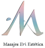 Logotipo en tonos pastel con una “M” estilizada y el texto “Masajes Eri Estética” debajo.