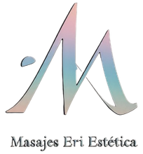Logotipo en tonos pastel con una “M” estilizada y el texto “Masajes Eri Estética” debajo.