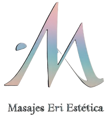 Logotipo en tonos pastel con una “M” estilizada y el texto “Masajes Eri Estética” debajo.