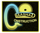 Logo for Baashad Construction: a stylized blue and yellow 