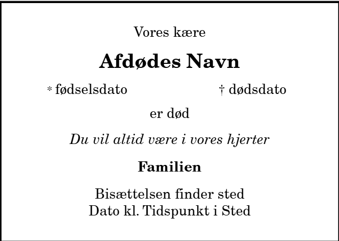 Dødsannoncer og mindeside