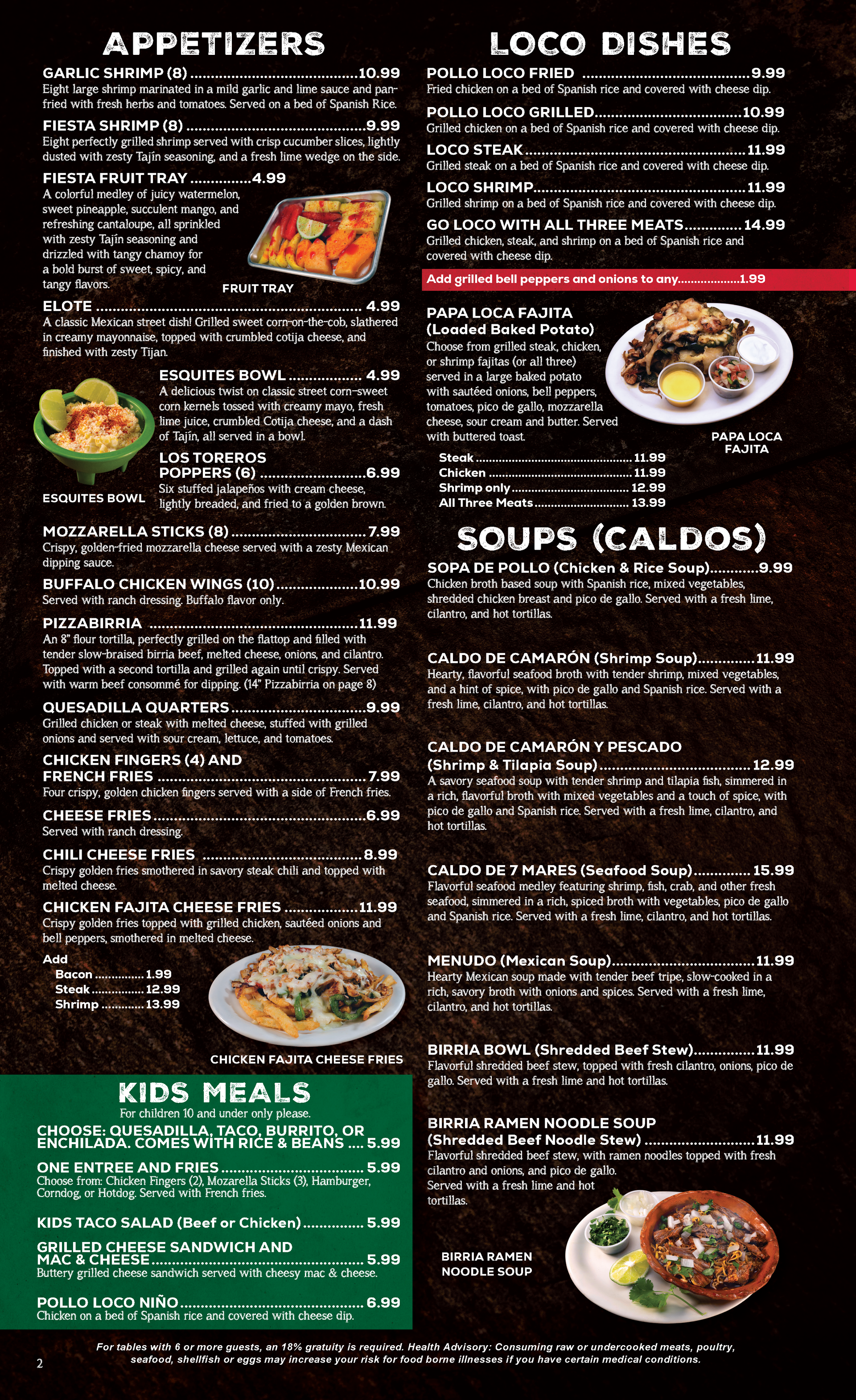Los Toreros Mexican Grill Prattville, AL - Menu - Page 2