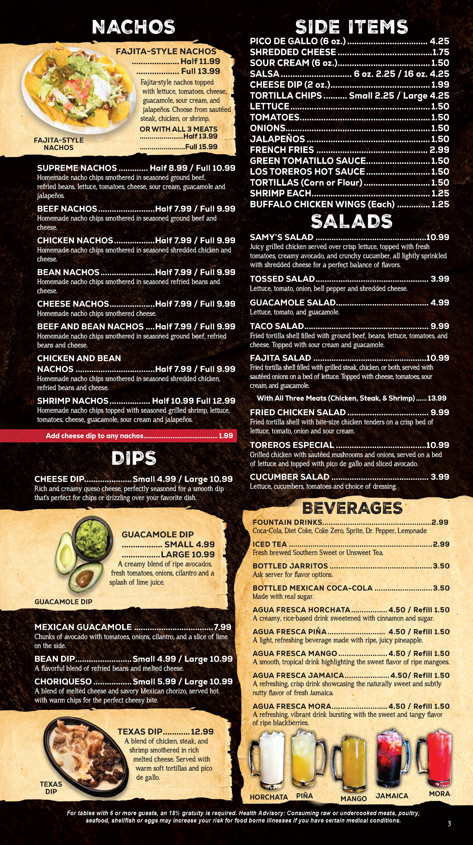 Los Toreros Mexican Grill Prattville, AL - Menu - Page 3