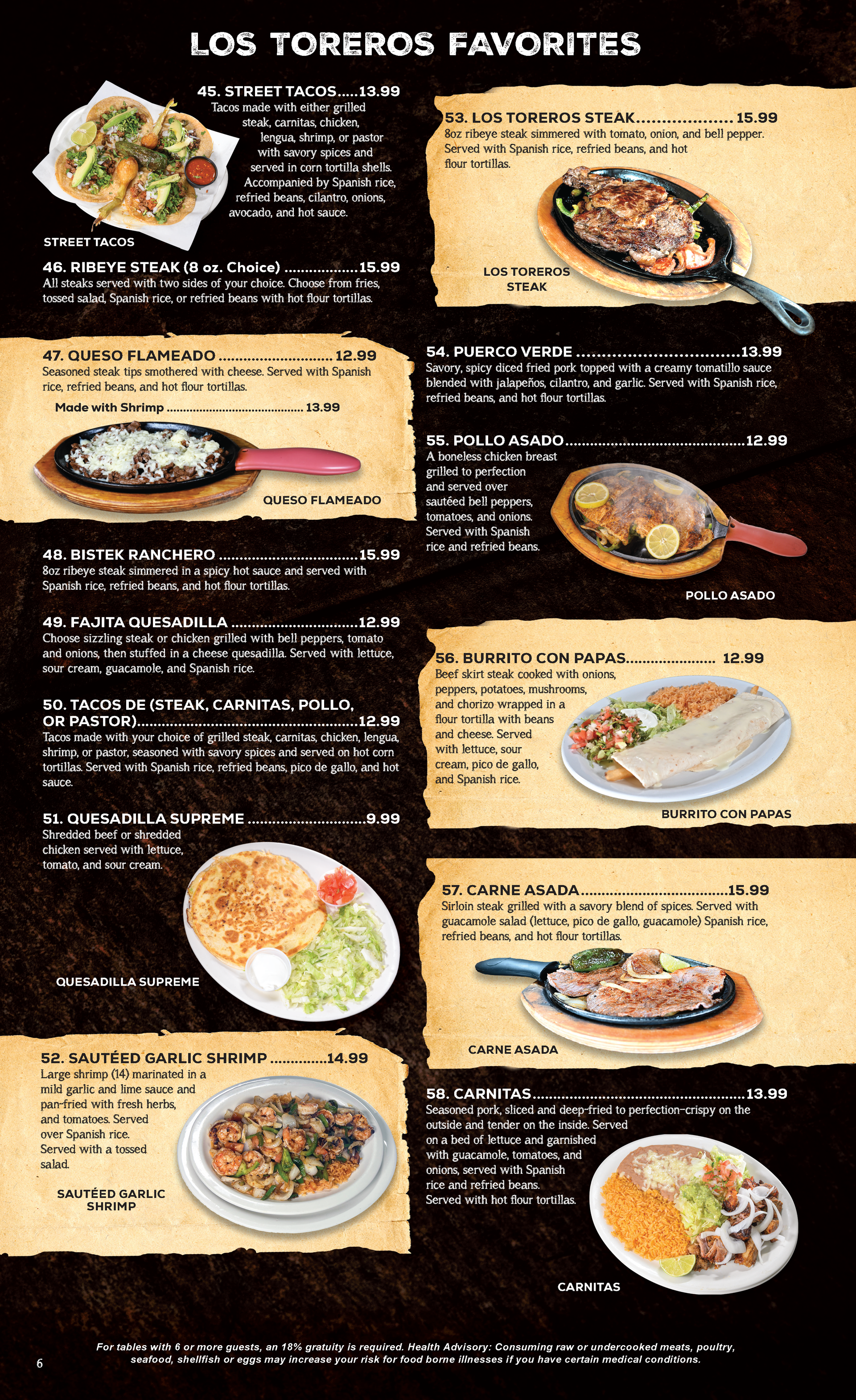 Los Toreros Mexican Grill Prattville, AL - Menu - Page 6