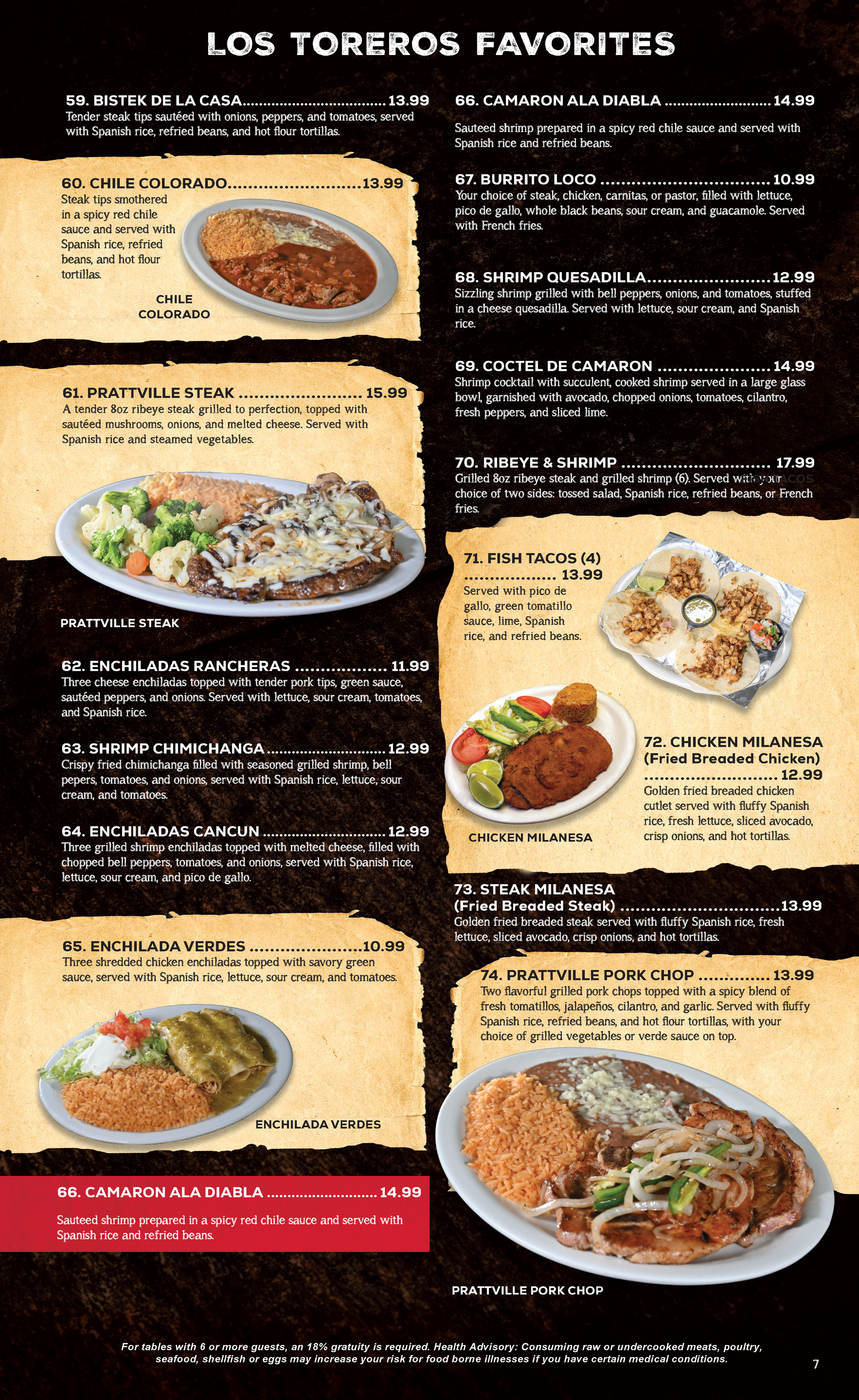 Los Toreros Mexican Grill Prattville, AL - Menu - Page 7