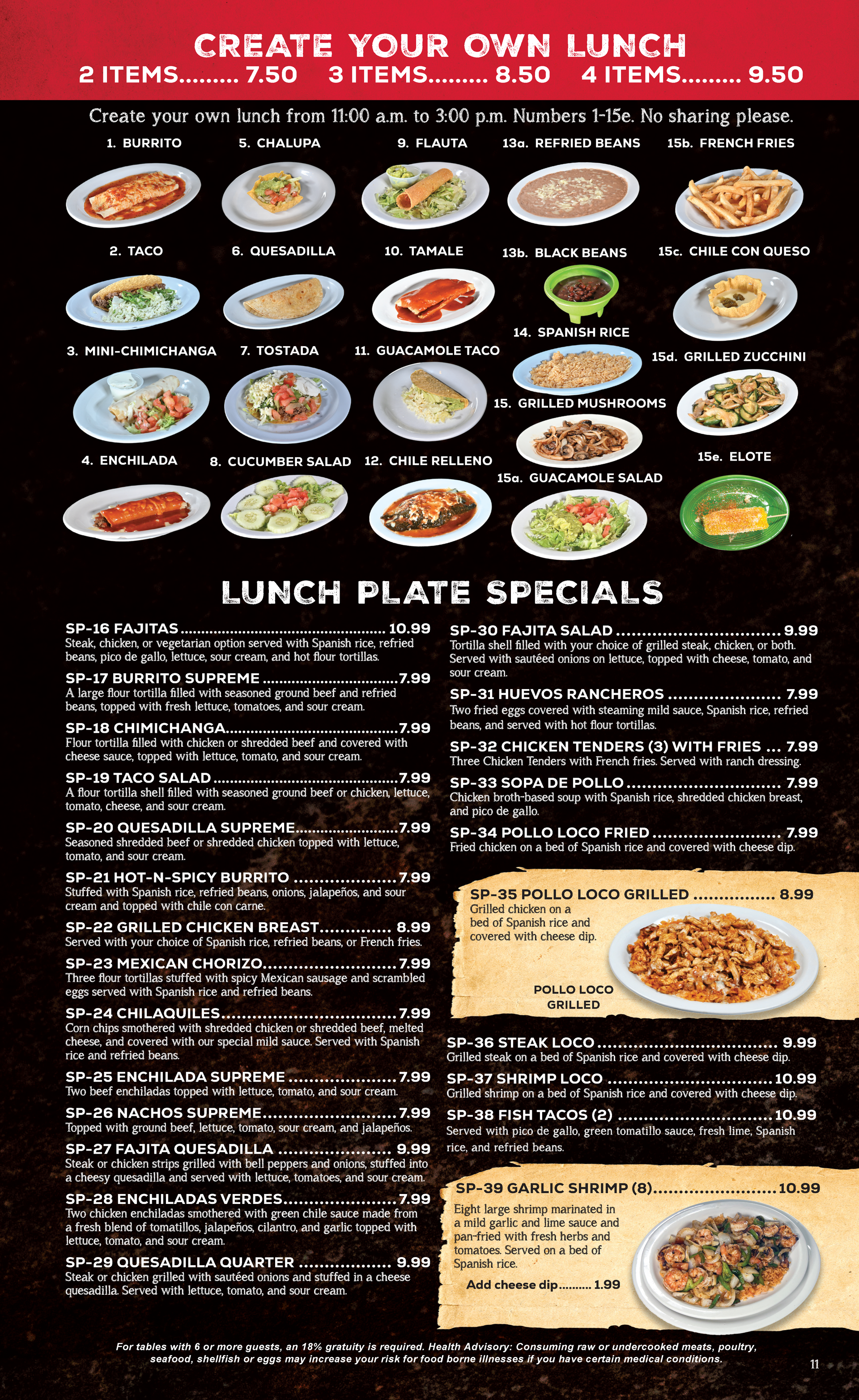 Los Toreros Mexican Grill Prattville, AL - Menu - Page 11