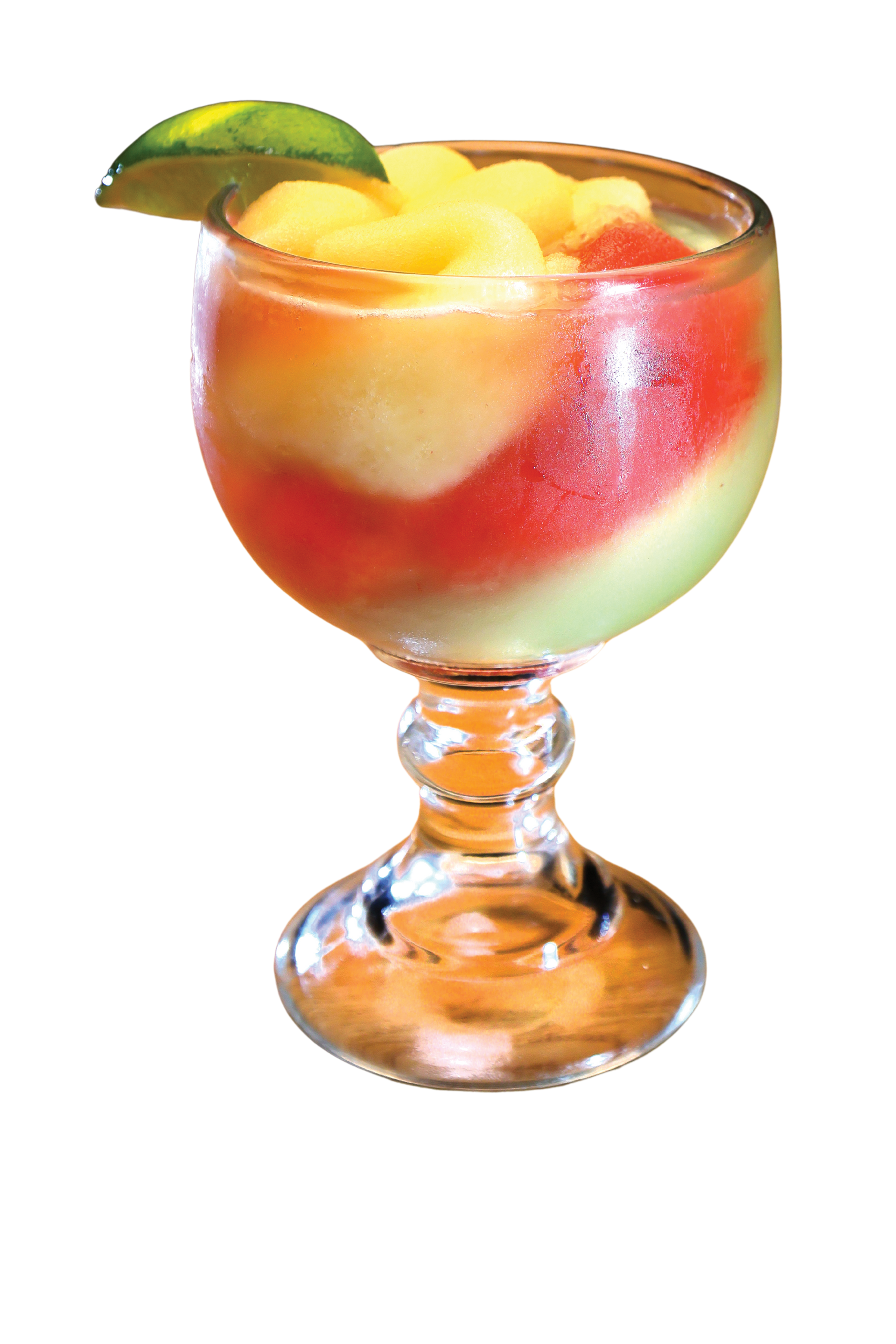 Rainbow Frozen Strawberry-Mango-Lime Margarita