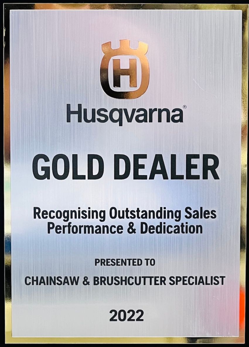 Husqvarna Gold Dealer 2022 Award — CBS Chainsaw & Brushcutter Specialists - HUSQVARNA in Wauchope, NSW