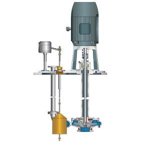 A drawing of a pump with a motor attached to it.