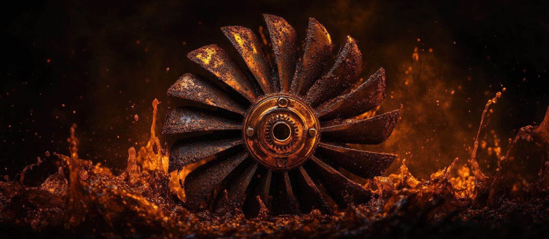 A close up of a metal object surrounded by flames.