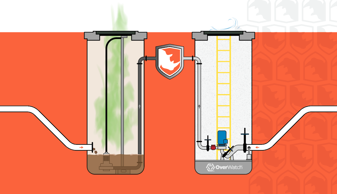 A diagram of a pump with stainless steel level sensor and hydraulic body