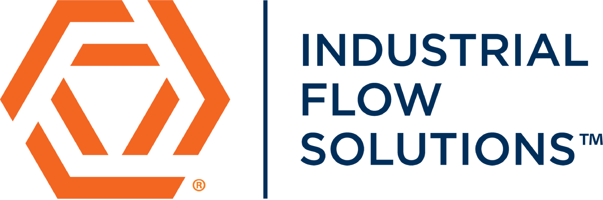 The logo for industrial flow solutions is orange and blue.