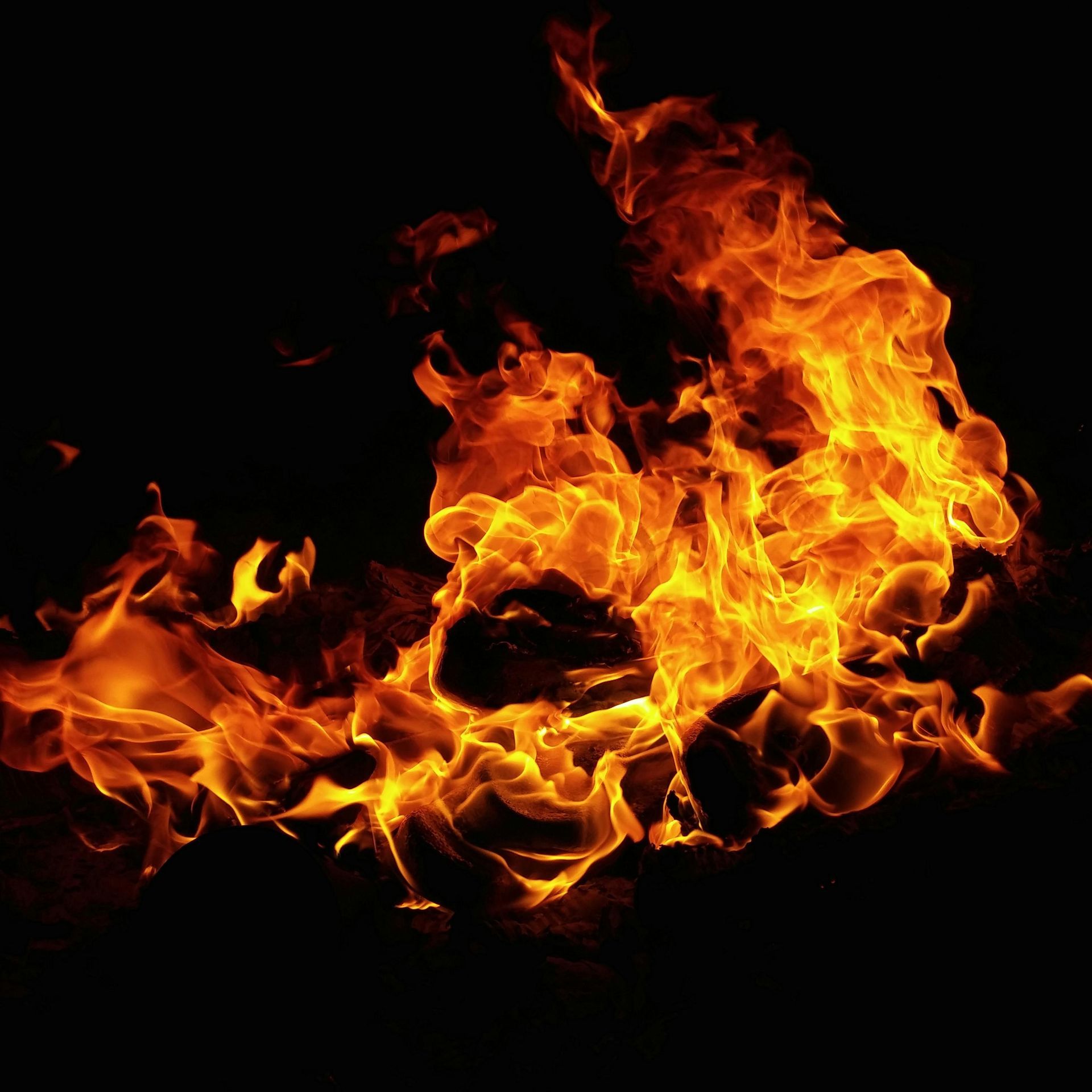 Fire with a black background