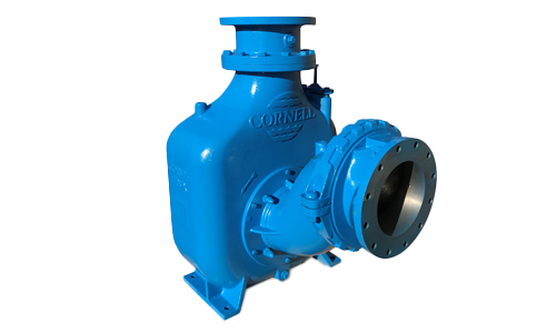 A blue water pump is sitting on a white surface.