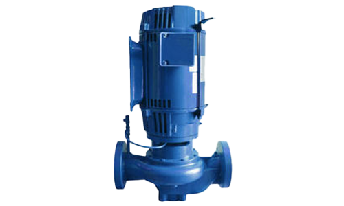 A blue water pump with a motor attached to it on a white background.
