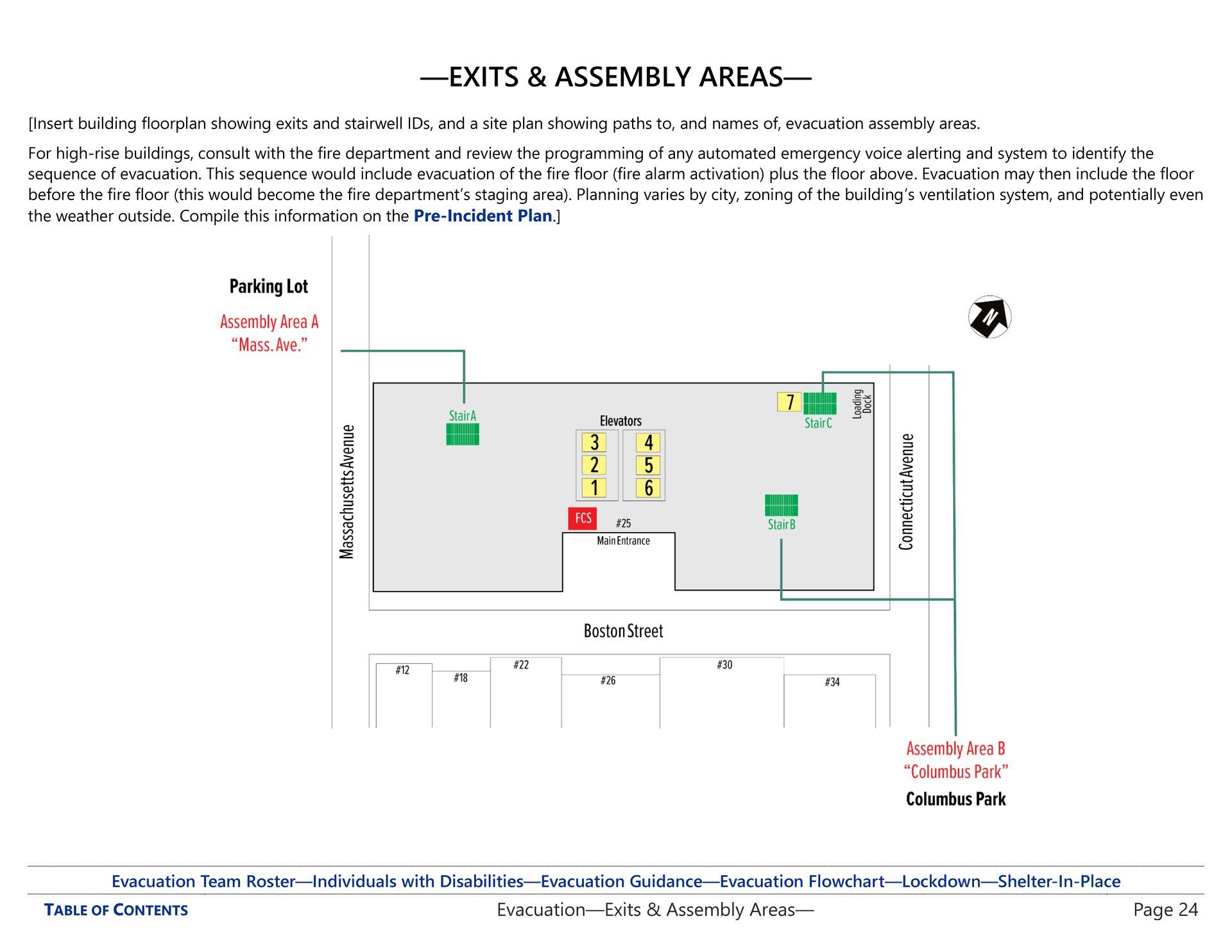 Example building site plan from an emergency operations plan