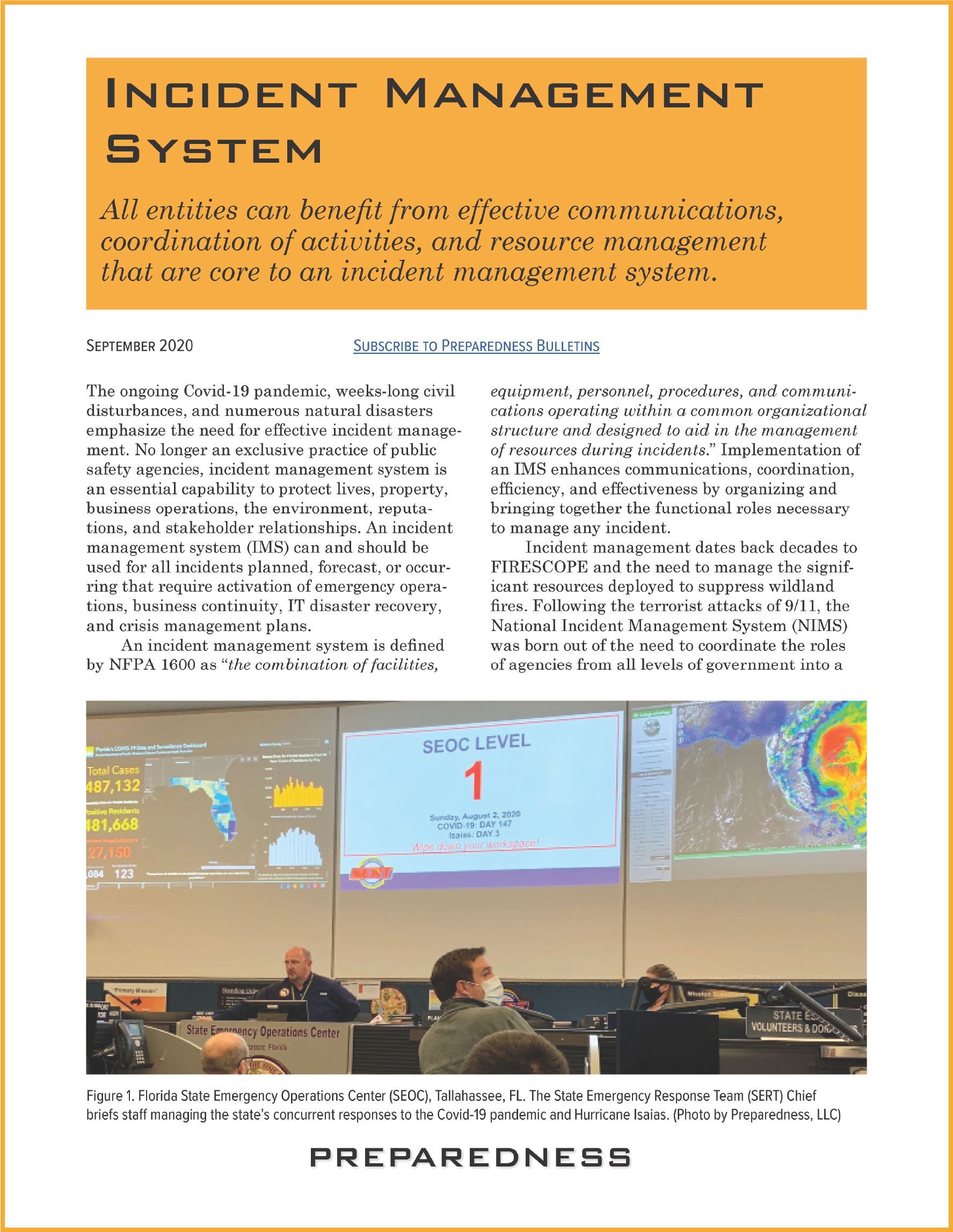 Preparedness Bulletin - Incident Management System