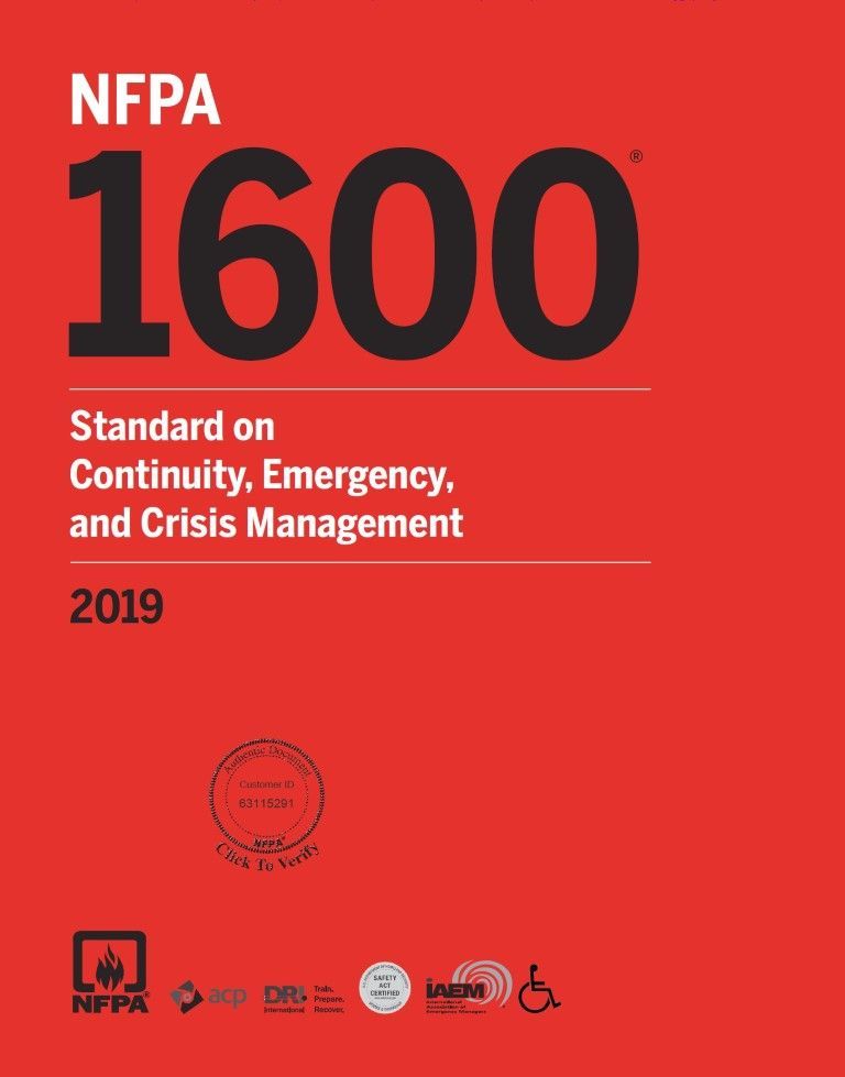 Cover page of international standard NFPA 1600