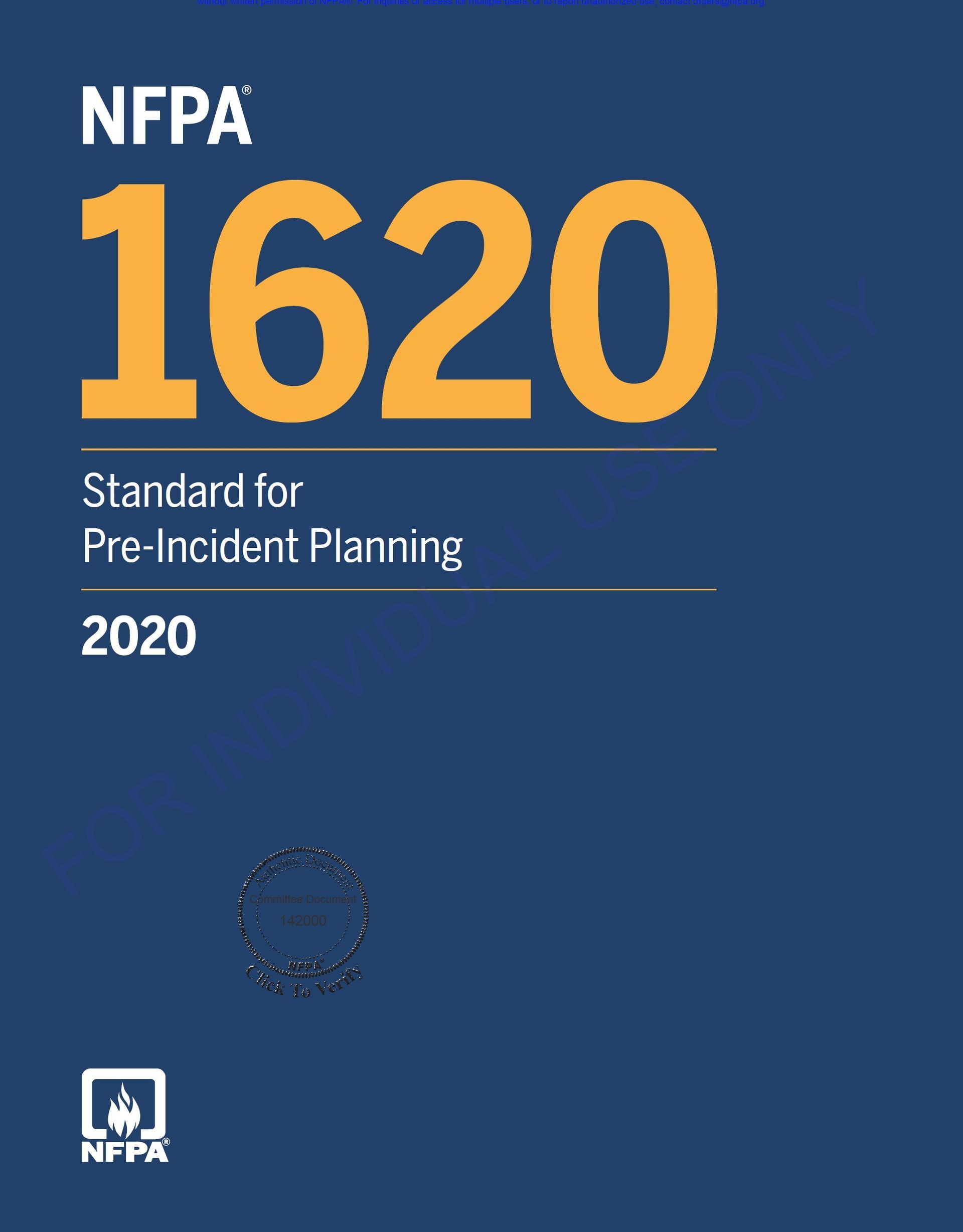 NFPA 1620 Standard for Pre-Incident Planning