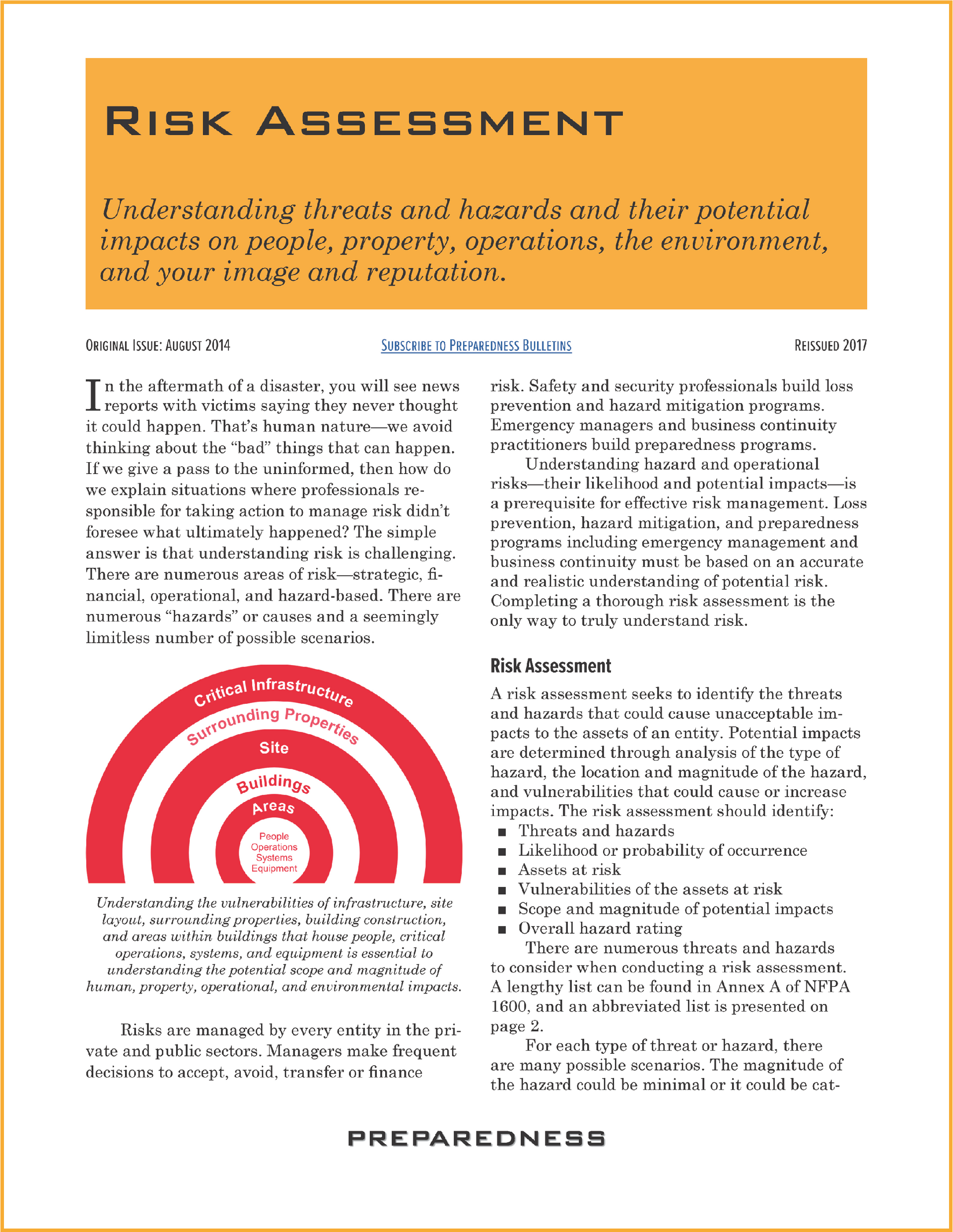 Preparedness Bulletin Risk Assessment