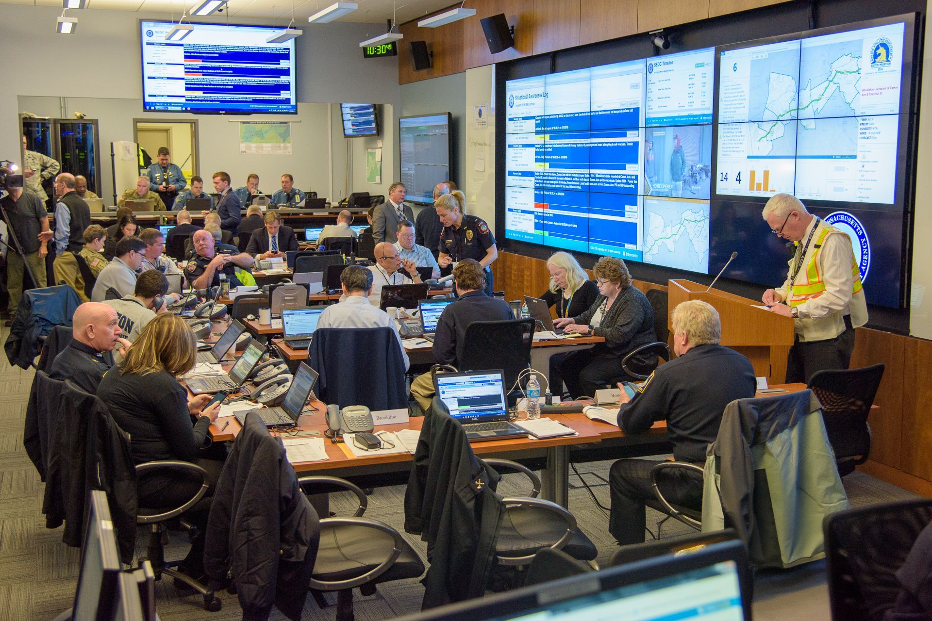 Massachusetts state emergency operations center during a full-scale exercise 