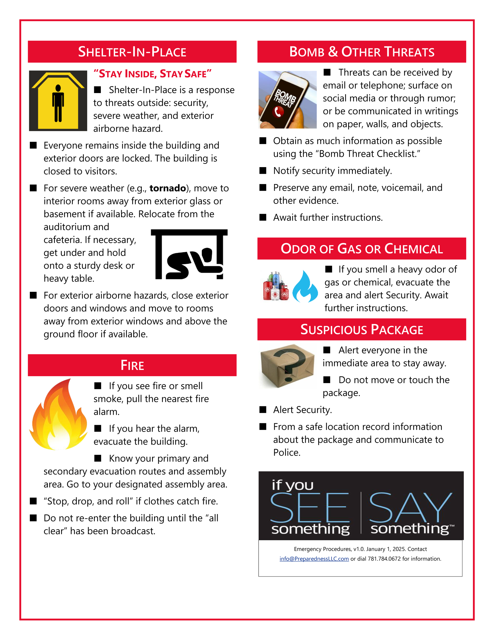 Example page from employee emergency procedures