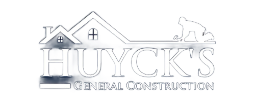 Logo for Huyck's General Construction featuring a house outline and a worker silhouette.