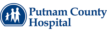 Putnam County Hospital logo with blue family icon and blue text on white background